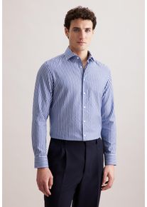 Businesshemd Seidensticker "Schwarze Rose", Herren, Gr. L (41), normale &Auml;rmell&auml;ngen, mittelblau, 100% Baumwolle, gestreift, slim fit, 2-Knopf-Manschette, Hemden Businesshemd, Slim 1/1 Kentkragen Gestreift
