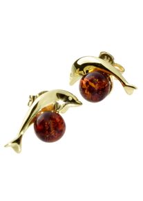 Paar Ohrstecker OSTSEE-SCHMUCK "- Delphin - Gold 333/000 - Bernstein" Gr. 16, gold (gold 333, goldfarben, gelb), Ohrringe, Damen, Gelbgold 333, Paar Ohrstecker