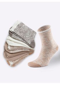 w&auml;schepur Socken W&Auml;SCHEPUR, Damen, Gr. 2, gelb (camel, gemustert), 80% Baumwolle, 18% Polyamid, 2% Elasthan, Socken Socken