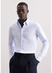 Businesshemd Seidensticker "Schwarze Rose", Herren, Gr. L (42), normale &Auml;rmell&auml;ngen, blau, 100% Baumwolle, kariert, slim fit, 2-Knopf-Manschette, Hemden Businesshemd, Slim 1/1 Covered-Button-Down-Kragen Karo