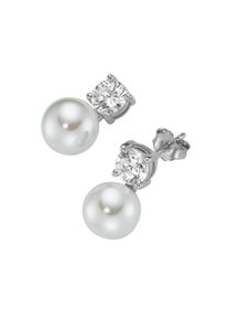 Paar Ohrstecker Firetti "Schmuck Geschenk Silber 925 Ohrschmuck Ohrringe", silberfarben, kristallwei&szlig;, wei&szlig;, kristallwei&szlig;, Ohrringe, Damen, 8mm, Perlen Silber 925 (Sterlingsilber), Perlen, Silber 925 (Sterlingsilber), Paar Ohrstecker, mit Zirkonia (synth.) - mit Muschelkernperle