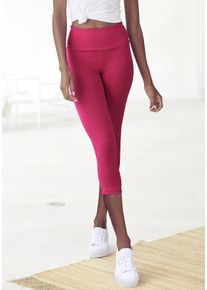 Caprileggings Lascana, Damen, Gr. 44/46, N-Gr, pink, Single Jersey, Obermaterial: 95% Baumwolle, 5% Elasthan, unifarben, Basic, Basic kniebedeckend, Hosen Caprileggings, mit breitem, weichen B&uuml;ndchen
