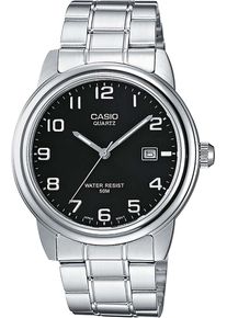 Quarzuhr, silber (edelstahlfarben, schwarz), CASIO TIMELESS COLLECTION, Armbanduhren, Damen, Quarzuhr, Armbanduhr, Herrenuhr, Damenuhr, analog, Datum, Edelstahlarmband