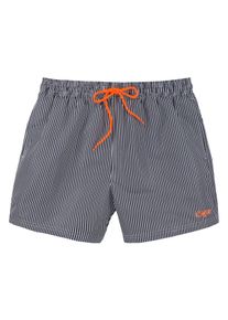 Badeshorts Buffalo, Herren, Gr. L (52), N-Gr, schwarz-wei&szlig; (schwarz, wei&szlig;), Microfaser, Microfaser, Polyester, Recycling-Polyester, gestreift, Badehosen Badeshorts, in feinem Streifenlook