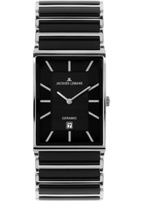 Keramikuhr Jacques Lemans "York", schwarz (schwarz, silberfarben), Armbanduhren, Damen, Keramikuhr, Quarzuhr, Armbanduhr, Damenuhr, Herrenuhr, Datum, Keramikarmband