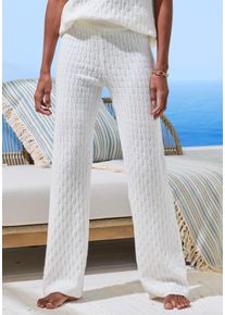 Strickhose French Connection, Damen, Gr. 44/46, N-Gr, creme, Strick, Obermaterial: 33% Nylon, 32% Polyacryl, 30% Baumwolle, 5% Elasthan, Zopfmuster, bequem lang, Hosen Strickhose, aus hochwertigem Strick, Loungewear