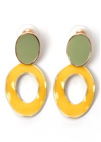 Paar Ohrstecker Firetti "Retro Design, trendig, mehrfarbig", bunt (gelbgoldfarben, gr&uuml;n, gelb), Ohrringe, Damen, Metall, Paar Ohrstecker, mit Emaille
