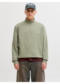 Jack & Jones Sweatshirt JACK & JONES "JORNORREBRO EMB SWEAT HIGH NECK SN", Herren, Gr. XS, seagrass, angeraute Sweatware, Obermaterial: 89% Baumwolle, 11% Polyester, unifarben, relaxed fit normal, hoch geschlossener Ausschnitt, Rippb&uuml;ndchen, Sweatshirts Sweatshirt