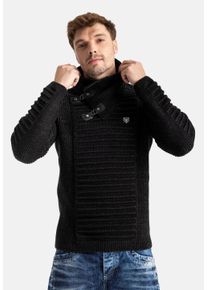 Cipo & Baxx Kapuzenpullover CIPO & BAXX, Herren, Gr. L, schwarz, Strick, Obermaterial: 100% Polyacryl, unifarben, regular fit, Pullover Kapuzenpullover