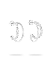 Paar Creolen Tamaris "Schmuck Geschenk Silber 925 Ohrringe Tiny Glimmer", silber (silberfarben, kristallwei&szlig;, kristallwei&szlig;), Ohrringe, Damen, Silber 925 (Sterlingsilber), Paar Creolen, mit Zirkonia (synth.)