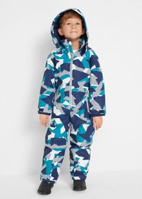 bonprix warm gef&uuml;tterter Schneeanzug mit abnehmbarer Kapuze, blau, Gr.116, Toller Schneeoverall mit coolem Print, warm gef&uuml;tterte und wasserfest