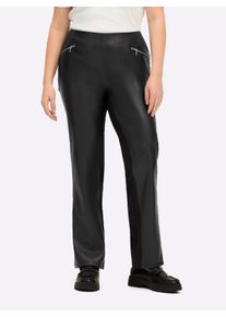 sheego Gro&szlig;e Gr&ouml;&szlig;en Lederimitathose im Materialmix, schwarz, Gr&ouml;&szlig;e 58 - Damen