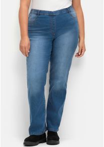 sheego Gro&szlig;e Gr&ouml;&szlig;en Bootcut-Jeans in Schlupfform, blue-stone-washed, Gr&ouml;&szlig;e 44 - Damen
