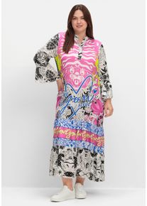 sheego loves miss goodlife sheego Gro&szlig;e Gr&ouml;&szlig;en Volantkleid im Multicolor-Mustermix, pink gemustert, Gr&ouml;&szlig;e 44 - Damen