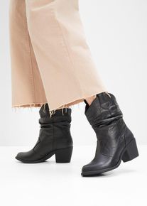 bonprix Cowboy-Boots mit Raffung, schwarz, Gr.41, L&auml;ssige Cowboy Stiefelette mit Raffung