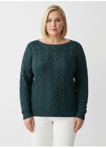 sheego Gro&szlig;e Gr&ouml;&szlig;en Pullover mit U-Boot-Ausschnitt, petrol, Gr&ouml;&szlig;e 52 - Damen