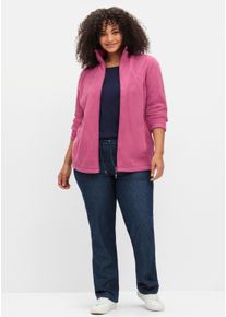 sheego Gro&szlig;e Gr&ouml;&szlig;en Fleecejacke mit zwei Taschen, fuchsia, Gr&ouml;&szlig;e 50 - Damen