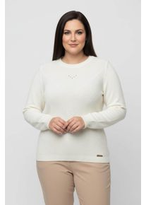 sheego Gro&szlig;e Gr&ouml;&szlig;en Langarm-Pullover mit Metallpl&auml;ttchen-Applikationen, ecru, Gr&ouml;&szlig;e 50 - Damen