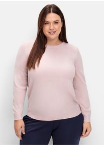 sheego Gro&szlig;e Gr&ouml;&szlig;en Rundhalspullover in Form gestrickt, w&auml;rmend, ros&eacute;, Gr&ouml;&szlig;e 52 - Damen