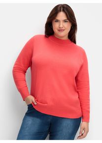 sheego Gro&szlig;e Gr&ouml;&szlig;en Strickpullover mit geripptem Stehkragen, hummer, Gr&ouml;&szlig;e 46 - Damen
