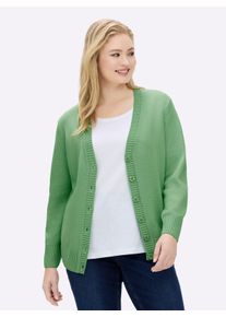sheego Gro&szlig;e Gr&ouml;&szlig;en Strickjacke mit farblich abgestimmten Kn&ouml;pfen, apfel, Gr&ouml;&szlig;e 54 - Damen