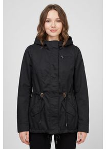 Parka Only "ONLLORCA LIFE CANVAS PARKA CC OTW", Damen, Gr. XL, schwarz, Web, Obermaterial: 80% Polyester, 20% Baumwolle, unifarben, regular fit h&uuml;ftlang, Jacken Parka, mit Kordelzug in der Taille