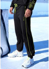 Sporthose, Herren, Gr. S (44/46), XXL, schwarz, Sweatware, Obermaterial: 50% Polyester, 45% Baumwolle, 5% Elasthan, LE JOGGER PERFORMANCE, bedruckt, kontrastfarbene Details, unifarben mit Farbeinsatz, bequem lang, Hosen Sporthose, mit praktischen Rei&szlig;verschlusstaschen und Kontrastdetails