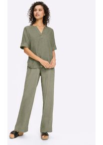 Hosenanzug Heine, Damen, Gr. 46, Normalgr&ouml;&szlig;en, khaki, 55% Leinen, 45% Viskose, Anz&uuml;ge Hosenanzug