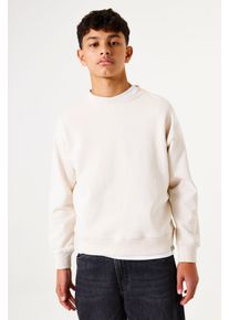 Sweater Garcia, Jungen, Gr. 164/170, wei&szlig; (moonbeam), Sweatware, Obermaterial: 100% Baumwolle, unifarben, regular fit taillenbedeckt, Rundhals, Rippb&uuml;ndchen, Sweatshirts Sweater, mit Rippb&uuml;ndchen