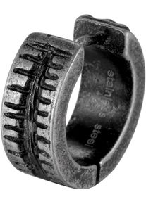 Single-Creole Firetti "Schmuck Geschenk Edelstahl Ohrschmuck Ohrring Holz", schwarz (altsilberfarben, schwarz), Ohrringe, Damen, 16,15mm, Edelstahl, Single-Creole