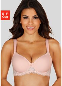 Schalen-BH Lascana, Damen, Gr. 80, Cup B, rosa (rose), Microtouch, Obermaterial: 85% Polyamid, 15% Elasthan, BHs Schalen-BH, mit B&uuml;gel, nahtlos vorgeformte Cups, Spitzendetails, Dessous, Topseller