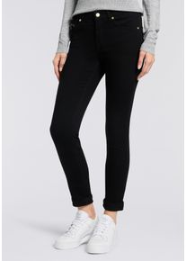 Straight-Jeans MAC "MACMELANIE", Damen, Gr. 46, L&auml;nge 32, mid blau authentic, Denim/Jeans, Obermaterial: 77% Baumwolle, 10% Polyester, 10% Viskose, 3% Elasthan, straight fit kn&ouml;chellang, Jeans Straight-Jeans, Sportives Naht-Detail am Tascheneingriff