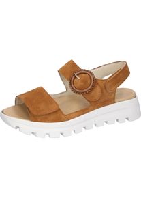 Waldl&auml;ufer Plateausandale WALDL&Auml;UFER "H-NELE", Damen, Gr. 8 (42), braun (cognac), Veloursleder, unifarben, Schuhe Plateausandale, Sommerschuh, Sandalette, Klettschuh in Komfortweite H (= sehr weit)