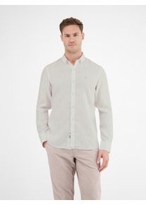 Langarmhemd Lerros, Herren, Gr. S, N-Gr, wei&szlig;, Obermaterial: 55% Leinen, 45% Baumwolle, unifarben, regular fit taillenbedeckt, 2-Knopf-Manschette, Hemden Langarmhemd, mit Logo Stickerei