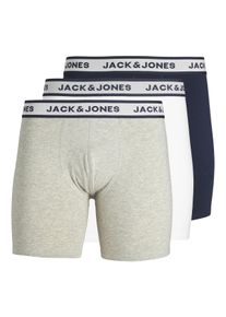 Jack & Jones Boxershorts JACK & JONES "JACSOLID BOXER BRIEFS 3 PACK NOOS", Herren, Gr. M, 3 Stk., grau (light grau melange), Jersey, Obermaterial: 95% Baumwolle, 5% Elasthan, meliert, unifarben, Unterhosen Boxershorts