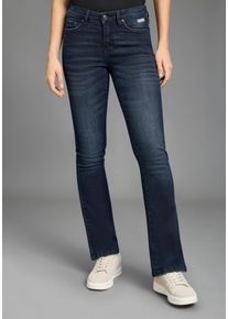5-Pocket-Jeans Kangaroos, Damen, Gr. 46, N-Gr, blau (dunkelblau us), Denim/Jeans, Obermaterial: 98% Baumwolle, 2% Elasthan, Basic, bootcut fit lang, Jeans 5-Pocket-Jeans, ausgestellte Beinform, Used-Waschung, normale Leibh&ouml;he