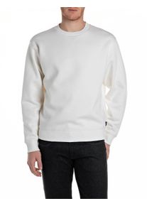 Sweatshirt Replay, Herren, Gr. XL, wei&szlig; (natural wei&szlig;), Sweatware, Obermaterial: 80% Baumwolle, 20% Polyester, unifarben, regular fit normal, Rundhals, Rippb&uuml;ndchen, Sweatshirts Sweatshirt, mit V-Einsatz am Halsausschnitt