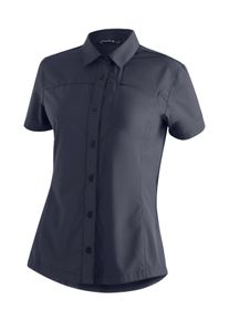 Funktionsbluse Maier Sports "Magos S/S W", Damen, Gr. 36, blau (dunkelblau), 94% Polyester, 6% Elasthan, Blusen Funktionsbluse, Damen Hemdbluse, atmungsaktives Freizeit-Hemd, Taillierter Schnitt