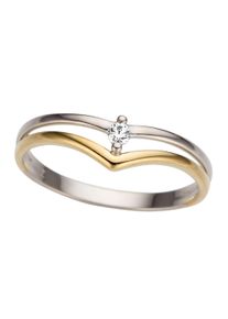 Goldring Firetti "Schmuck Geschenk Gold 585, bicolor, zweifarbig, poliert" Gr. 18, gold (gelbgoldfarben, wei&szlig;goldfarben), Fingerringe, Damen, 18, 0,05 P2 = erkennbare Einschl&uuml;sse, Diamanten Gelbgold 585 Wei&szlig;gold 585, 2mm, Diamanten, Gelbgold 585, Wei&szlig;gold 585, Goldring, mit Brillant
