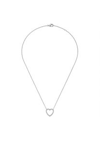 Kette mit Anh&auml;nger Firetti "Schmuck Geschenk Silber 925 Halsschmuck Ankerkette Herz-Anh&auml;nger", silberfarben, kristallwei&szlig;, Halsketten, Damen, Silber 925 (Sterlingsilber), L: 45 B: 1,5mm, Kette mit Anh&auml;nger, mit Zirkonia (synth.), B:1,5mm