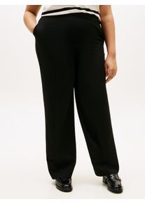 Anzughose Tommy Hilfiger Curve "CRV PUNTO GB STRAIGHT PANT", Damen, Gr. 48, N-Gr, schwarz, Web, Obermaterial: 68% Polyester, 28% Viskose, 4% Elasthan, unifarben, straight fit, Hosen Anzughose, in gro&szlig;en Gr&ouml;&szlig;en