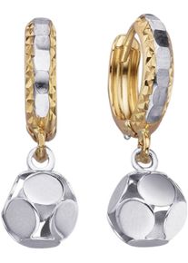 Paar Creolen Firetti "Schmuck Geschenk Gold 375 Ohrschmuck Ohrringe Bicolor", gold (gelbgoldfarben, wei&szlig;goldfarben), Ohrringe, Damen, 12mm, Gelbgold 375, Paar Creolen