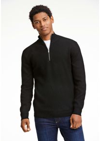 Troyer LINDBERGH, Herren, Gr. L, schwarz, Strick, Obermaterial: 52% Viskose, 26% Polyester, 22% Polyamid, unifarben, relaxed fit h&uuml;ftbedeckend, Rundhals, B&uuml;ndchen, Pullover Troyer, aus Viskose und mit Stehkragen