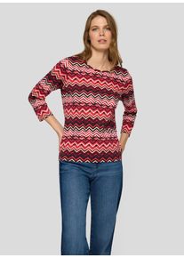 3/4-Arm-Shirt Rabe, Damen, Gr. 50, mohn, Jersey, Obermaterial: 92% Baumwolle, 8% Elasthan, gemustert, tailliert h&uuml;ftbedeckend, Rundhals, Shirts 3/4-Arm-Shirt, mit Allover-Muster