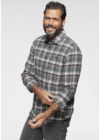 MAN'S WORLD Flanellhemd MAN'S WORLD, Herren, Gr. XL (43/44), N-Gr, wei&szlig; (grau, blau, wei&szlig;), Flanell, Obermaterial: 100% Baumwolle, kariert, normal, Hemden Flanellhemd, Modisches Gro&szlig;karomuster