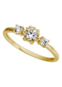 Fingerring Firetti "Schmuck Geschenk Gold 333 Damenring Goldring Blume" Gr. 18, gelbgoldfarben, kristallwei&szlig;, Fingerringe, Damen, 18, Gelbgold 333, 1mm, Fingerring, mit Zirkonia (synth.)