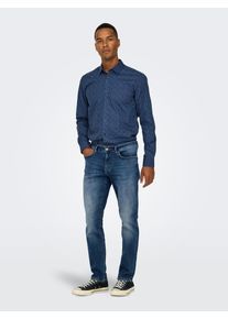 Only & Sons Regular-fit-Jeans ONLY & SONS "ONSWEFT REG. DMB TINT 2139 TAI DNM NOOS", Herren, Gr. 30, L&auml;nge 30, schwarz medium blau denim, Denim/Jeans, Obermaterial: 92% Baumwolle, 6% Polyester, 2% Elasthan, Abriebeffekte, regular fit lang, Jeans Regular-fit-Jeans
