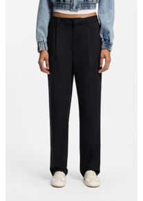 Bundfaltenhose HUGO BLUE "Hulisea", Damen, Gr. 46, N-Gr, schwarz 001, Web, Obermaterial: 97% Baumwolle, 3% Elasthan, unifarben, straight fit lang, Hosen Bundfaltenhose, Straight Leg