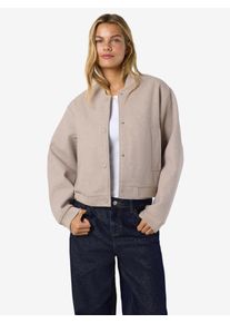 Langjacke Noisy may "NMEDDI L/S BOMBER JACKET FWD NOOS", Damen, Gr. L, silber lining detail:melange, Web, Obermaterial: 100% Polyester, meliert, regular fit normal, Jacken Langjacke