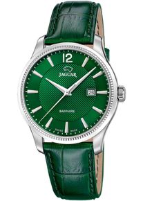 Quarzuhr Jaguar "Essentia", gr&uuml;n (gr&uuml;n, gr&uuml;n), Armbanduhren, Herren, Quarzuhr, Armbanduhr, Herrenuhr, Swiss Made, Lederarmband, analog, Datum